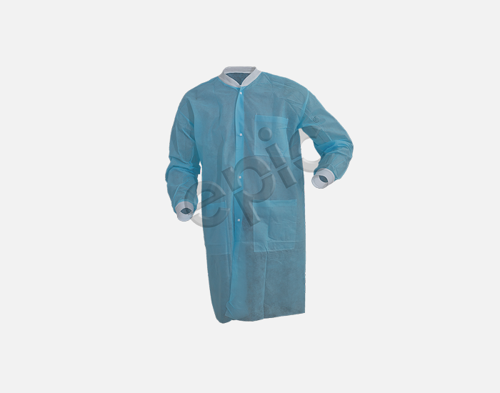 Cleanroom Lab Coat, SMS Material, Snap Front, Knit Wrists, Knit Collar