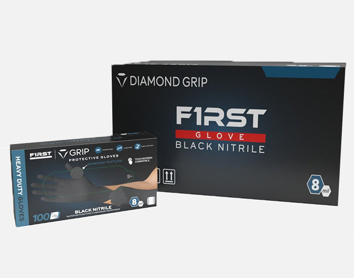8 Mil Grip Nitrile Glove – Black Diamond Grip