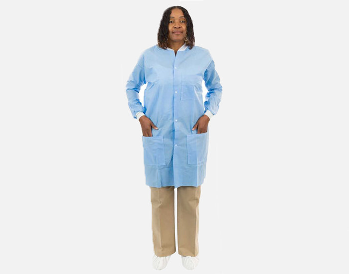 Enviroguard Lab Coat, Knit Wrist & Collar, 3 pockets, 5 Snap Front