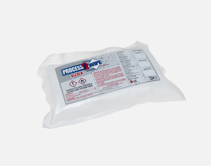 Process2Wipe IPA 70, 70% USP Isopropyl Alcohol 30% USP WFI 9″ x 9″