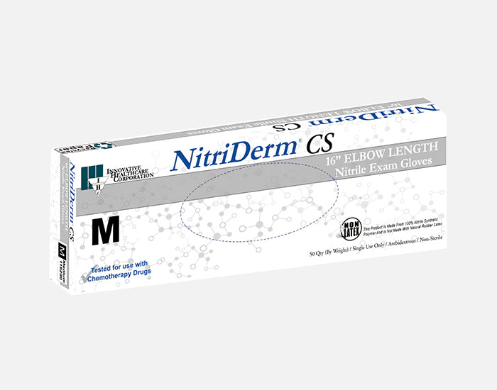 NitriDerm Exam Gloves, Nitrile, Chemo, 16″