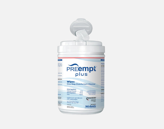 PREempt® Plus Ready to Use One-Step Surface Cleaner and Disinfectant Wipes