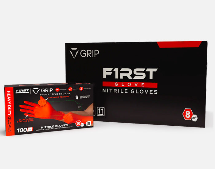 8 Mil Grip Nitrile Glove – Orange Diamond Grip