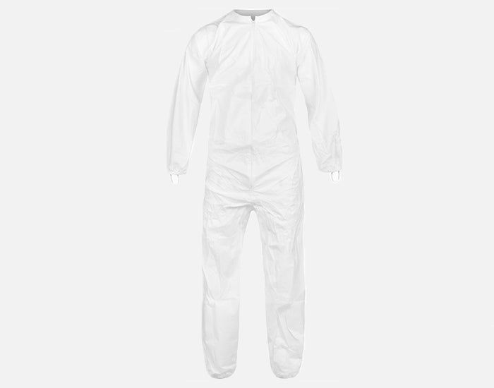 CleanMax® Coverall Zip Tunel Elas Bk Wr Ank White