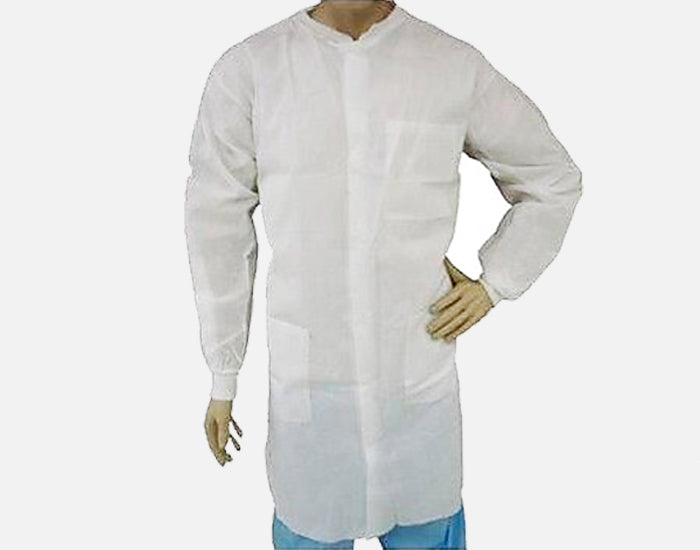 Non Woven Lab Coat, 100% SpunBond Polypropylene