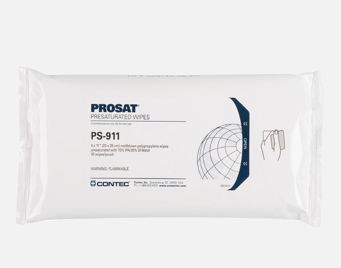 PROSAT® Nonwoven, Meltblown Polypropylene Wipes Pre-saturated 70% IPA/30% DI Water