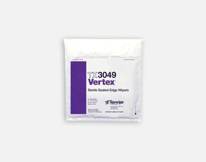 Vertex Sterile Polyester Knit Wipes With Sealed Edge, 9″ x 9″